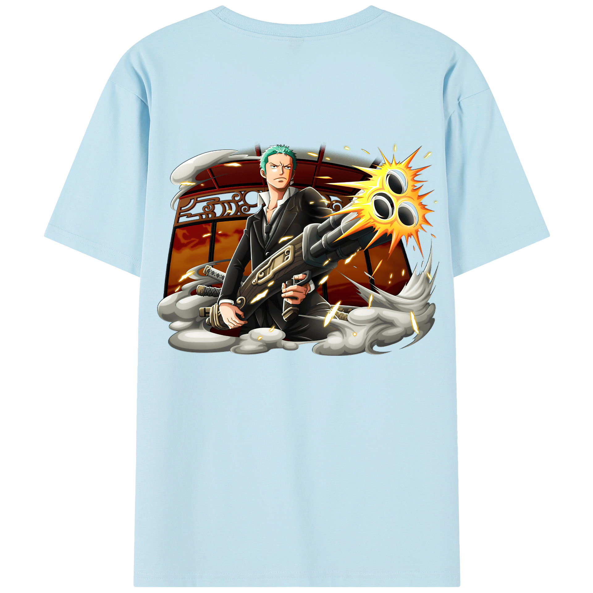 ワンピース ロロノア・ゾロ ONE PIECE Roronoa Zoro 綿100％半袖Tシャツ（背面プリント）